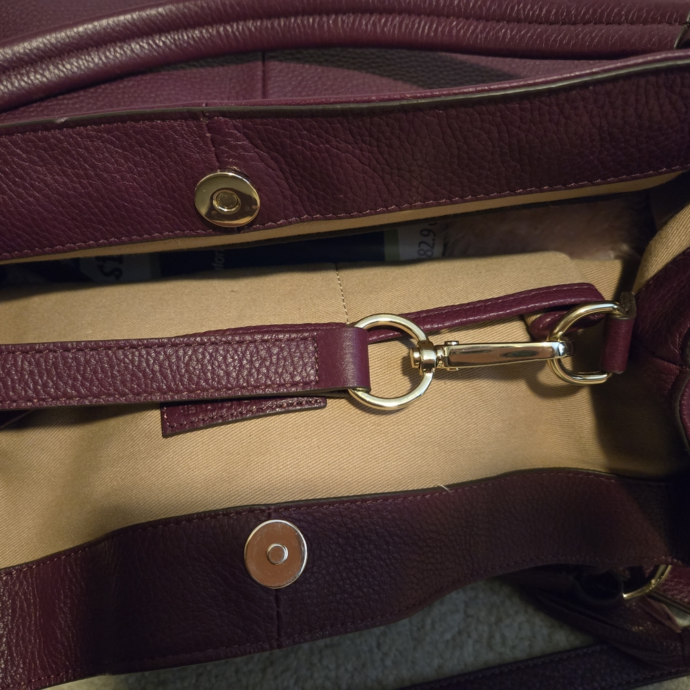 ❤️👜❤️G.I.L.I. Roma Large Pebbled Leather Tote in Deep Plum❤️👜❤️ - Picture 15 of 16